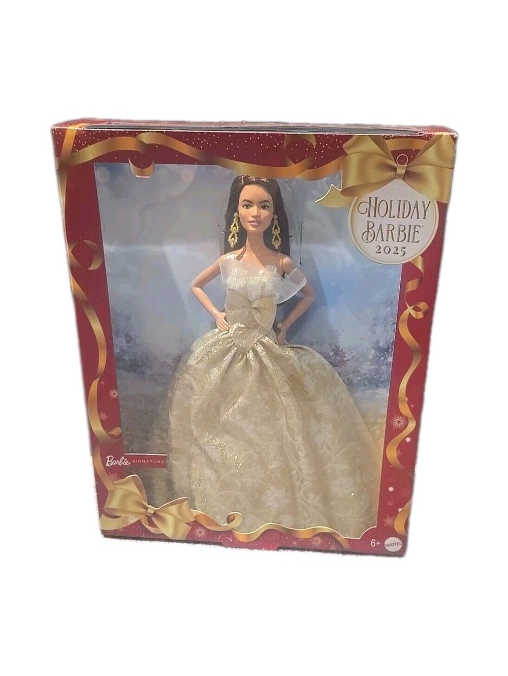 Holiday Barbie 2025 Brunette Gold Gown Mattel Doll NIB